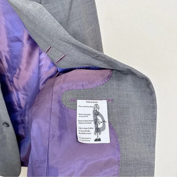 Brook Taverner Mens 36R Wool Two Button Slim Fit Blazer Sport Coat In Grey